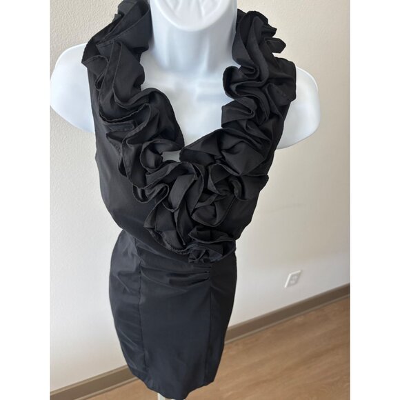 Xscape Dress 6 Ruffles BodyCon Little Black Dress Coquette Romantic Femme Fatale - Picture 9 of 16
